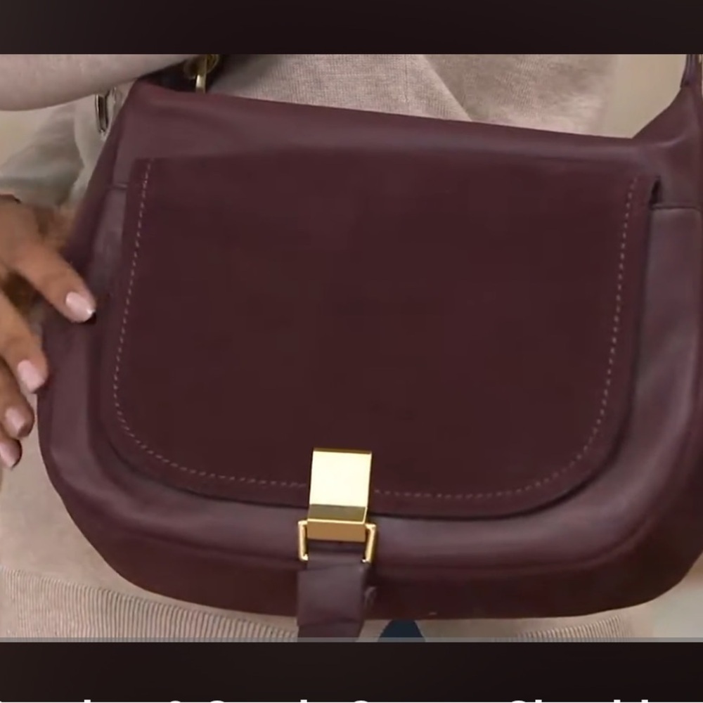 Plum leather suede satchel messenger saddle bag Vera Bradley crossbody purse - Picture 3 of 17